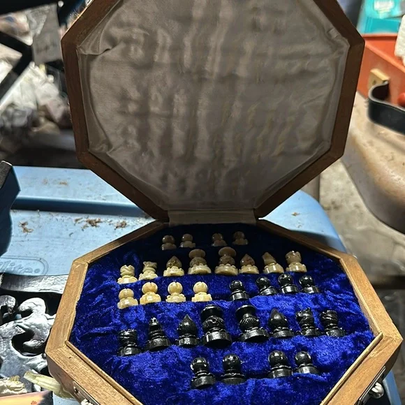 Soapstone 10 inch Handcrafted Chess Set with Storage Drawer